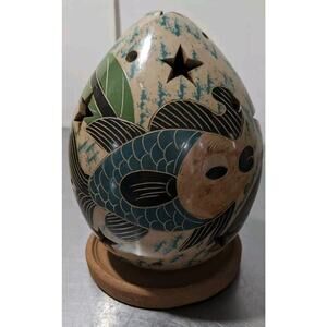 Hand Crafted Clay Pottery Sea Creatures Luminary Tea Light Candle Holder Egg ECU